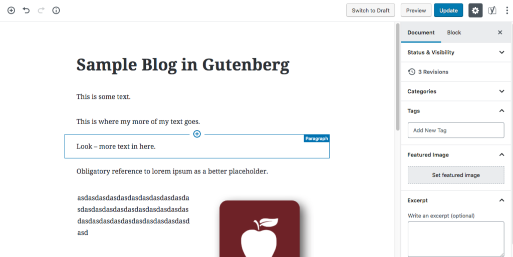 Gutenberg Drag and Drop Interface
