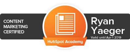 HubSpot Content Marketing Certification Yaeger